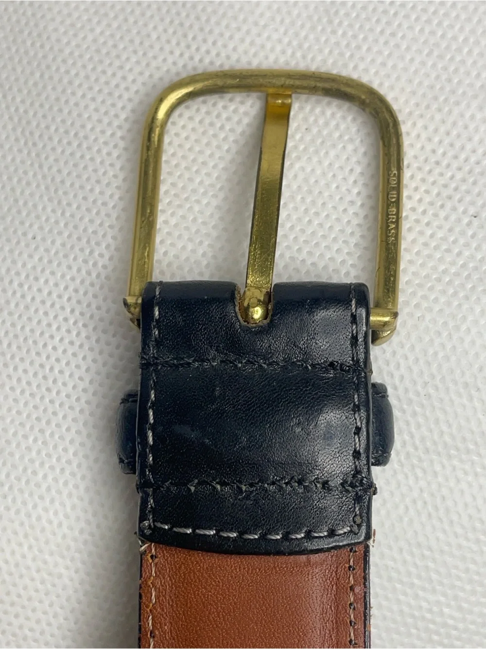VTG USA Dooney & Bourke Curried Bridle Leather Belt Mens Size 36 Black & Brass